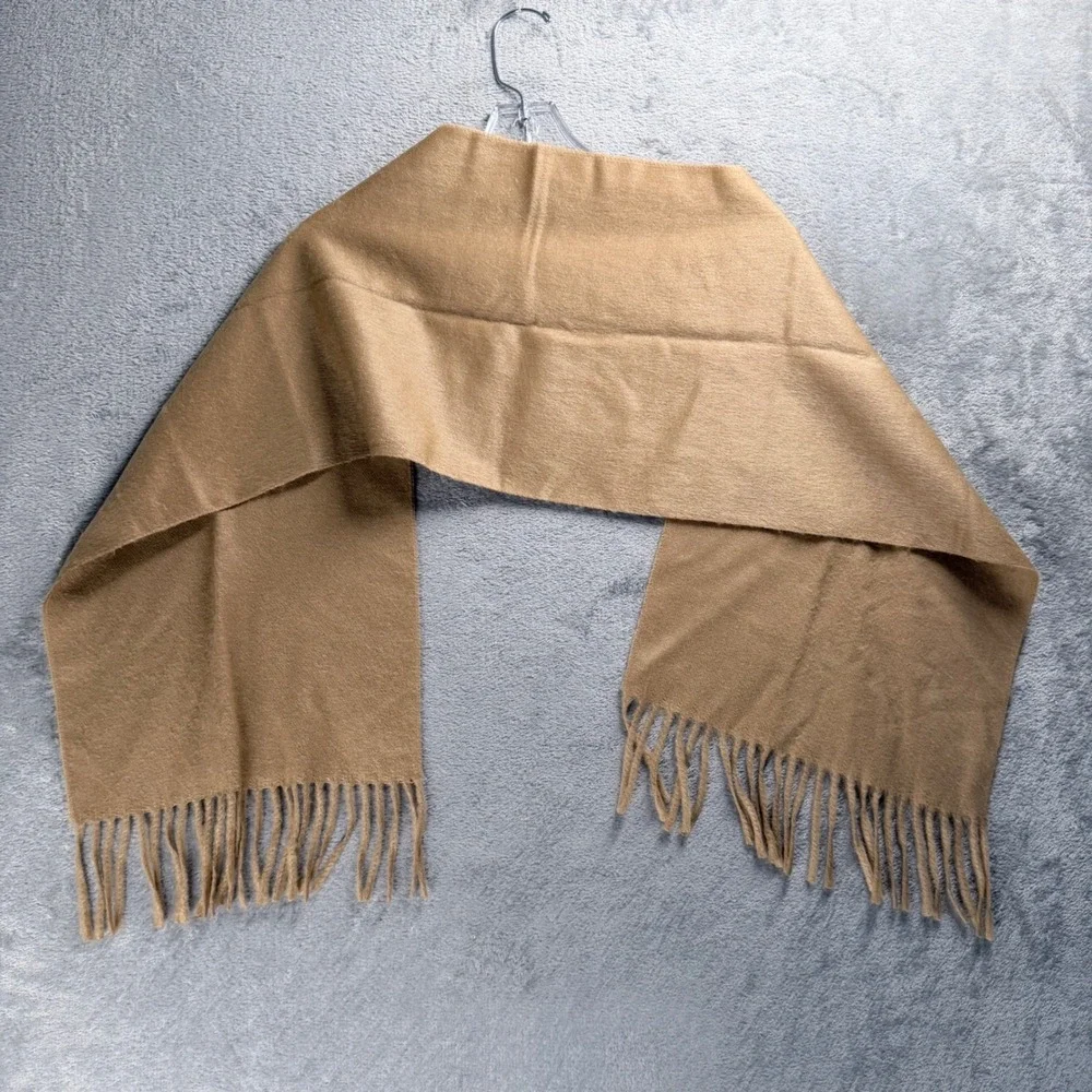 Vintage Christian Dior Monsieur Cashmaire Scarf Camel Tan Acrylic Fringe Japan